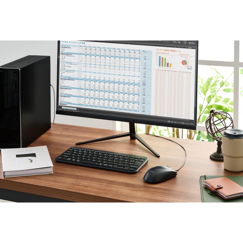 Elecom M-LE10URABK Wired Mouse, Large, 3 Buttons, Symmetrical, Black