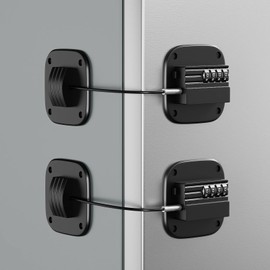 2 Pack Fridge Lock with Combination, No Key Required, Upgrade Refrigerator Lock with Adhesive and Screws, Freezer Cabinet Pantry Drawer Latch to Keep Door Closed, for Kids Adults Cats & Dogs, Black