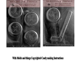 Hockey Stick and Puck Chocolate Mold, Hockey Puck chocolate candy mold With Copywrite Molding Instruction
