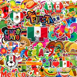 120 PCS Fiesta Mexican Stickers Mexican Taco Cinco De Mayo Party Favor Fiesta Mexican Themed Taco Party Supplies Decorations Cinco De Mayo Decals for Water Bottle Laptop Luggage Mobile Phone
