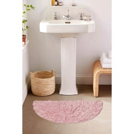 Home Weavers Bell Flower Collection 17"x30" Slice Rug 100% Cotton Tufted Bath Rugs, Extra Soft and Absorbent Bath Rugs, Non-Slip Bath Mats, Machine Washable, Bathroom Bath Mats for Floor, Pink