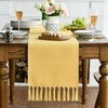 Artoid Mode Yellow Boho Rural Rustic Farmhouse Tassel Table Runner,