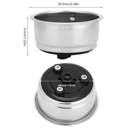 KooingTech 51mm Coffee Portafilter Basket, Pressurized Coffee Filter Basket, Bottomless Portafilter 51mm, Stainless Steel Coffee Strainer Coffee Machines Accessories (Double Serving)