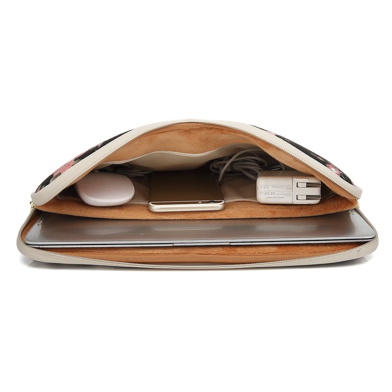 kayond Water-Resistant Canvas 13.3 Inch Laptop Sleeve-Black C Rose