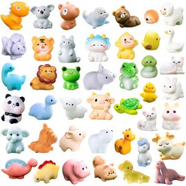 LVVXIXI 43 PCS Mini Resin Animal Sculptures, Miniature Cartoon Animals, Small Animal Models for Home Decoration, Office Ornaments, Miniature Farm, Fantasy Forest, Fairy Tale Garden