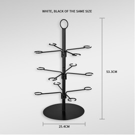 Cocktail Tree Stand, Wine Glass Flight Tasting Display For Drinks, 3 Tier - 12 Holders Champagne Tower Stand For Champagne, Cocktails, Martini, Margarita Cups at Weddings, Bridal Shower (Black)