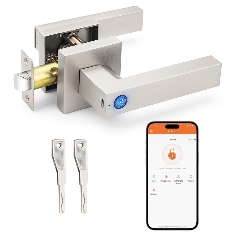 Probrico Smart Lock Keyless Entry Door Lock with Handle, Satin