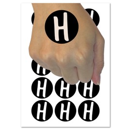 Letter H Uppercase Felt Marker Font Temporary Tattoo Water Resistant Fake Body Art Set Collection - 15 2" Tattoos (1 Sheet)