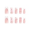 Press on Nails Pink and White False Nails with Ribbon