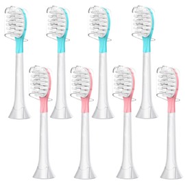 Kids Replacement Toothbrush Head for 7+ Child Soft Brush 4 Blue & 4 Pink & 8 Hygienic Cover Compatible with Phillps Kids Electric Toothbrush HX6321, HX6340, HX6032/94, HX6320, HX6042 (Total 8 Pack)