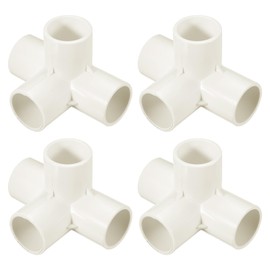 sourcing map 8 Pcs PVC Fitting, 4 Way PVC Fitting 1" 0.98" PVC Connectors PVC Elbow PVC Pipe Fittings PVC Coupling PVC Furniture Corner Connector for DIY Garden Support Structure, White