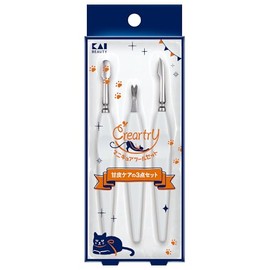 KAI Clearty Manicure Tool Set for Cuticle Care 3-Piece Set Pusher, Cutter, Ripper HC4011