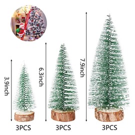 Mini Christmas Tree, Artificial Christmas Tree, Artificial Mini Model Christmas Tree, Small Christmas Tree 10/16/20 cm, Christmas Tree for Table Decoration, 3 Sizes, Pack of 9