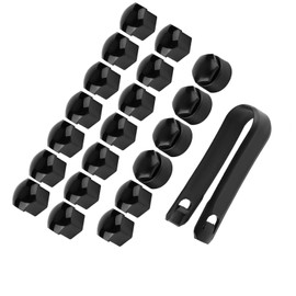 Car Wheel Nut Protection Cover Cap Anti-Theft 20pcs 17mm Screw Rim Dust Protect (Black)