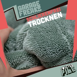 Garage Freaks Car Drying Towel - Twisted Pile Towel - 1x XXL Microfibre Cloth Large 50 x 80 cm, 1500 GSM - Hand Towel for Effective and Gentle Drying