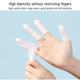 200 Count Latex Finger Cots, Disposable Fingertips Protector Finger Covers, Medium Anti Static Rubber Fingertip Protective Finger Cots for Electronic Repair, Handmade Apply