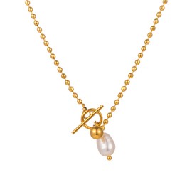 Pearl Necklace for Women Dainty Round Pearl Pendant Necklace Trendy Pearl Necklace Simple Wedding Prom Bridal Pearls Jewelry Gifts