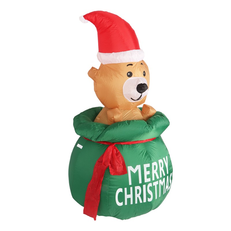 1.5m Christmas Inflatable Lovely Bear in Gift Bag with LED