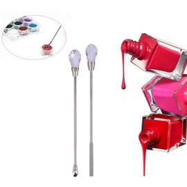 Nail Mix Spoon Stick Tool Set, 2 pcs Nail Spatula Picker Spoon Set Acrylic Gel Powder Mix Stick Stirring Rod Manicure Tool Nail Mix Spoon Stick Set for Professional Nail Application (Pink)