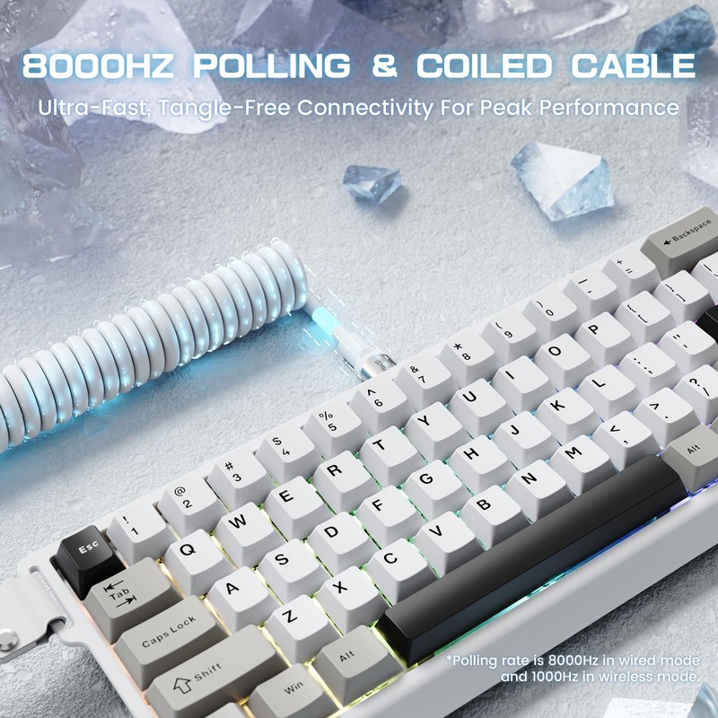 MAMBASNAKE X60 HE Magnetic Switch Keyboard Adjustable Actuation,BT/2.4G/Wired Tri-Mode 60%