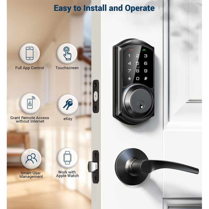Veise VE06 Smart Deadbolt with App Control, Keyless Entry Smart