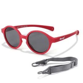 Maesy Baby Sunglasses for 0-2 Years - UV400 Polarised Protection - Flexible and Flexible Frame - Adjustable Elastic Band - Safe and Comfortable Baby Sunglasses - Round - Noah, red