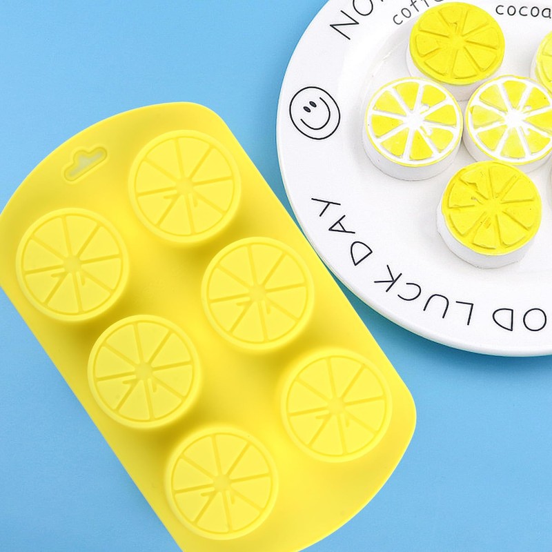 YIMINGMOLD Fruit Shaped Silicone Molds 6 Cavity Lemon Chocolate Mold