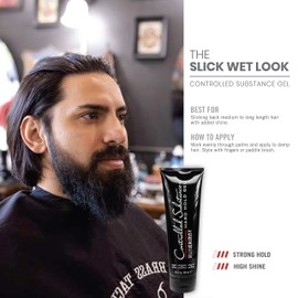 Billy Jealousy Controlled Substance Hard Hold Mens Styling Gel, Professional Hair Cream with Sunflower and Sage Extracts, Water-Based & Alcohol Free, 8 Fl Oz