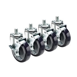 Krowne 28-147S Krowne Heavy Duty 3/4"-10 Threaded Stem Caster, Swivel with Brake, 5" Diameter, 3/4"-10 x 1" Threaded stem, 500 lbs per Caster Load Capacity (Set of 4)​​‌​‍​​‌‌​‌‌‍​​‌‌​‌‌‍​​‌‌‌​‍