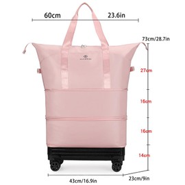 IAMOL Travel Rolling Duffle Bag Expandable Foldable Suitcase with Wheels Carry on Luggage Lightweight Suitcase for Men Women