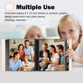 8x10 Photo Album 168 Pockets Holds 168 Photos, Large Capacity Leather Cover Family Wedding Baby Photo Book for 8 x 10 Pictures, Photo Album 8x10 with Black Inner Pages (Beige)