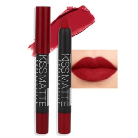 evpct DNM 1Pcs Deep Dark Red Matte Lipstick and Lip Crayon Liner Pencil Pen Set for Women Lip Stain Long Lasting Waterproof labiales mate magicos 24 horas originales pintalabios permanente 24 horas 18