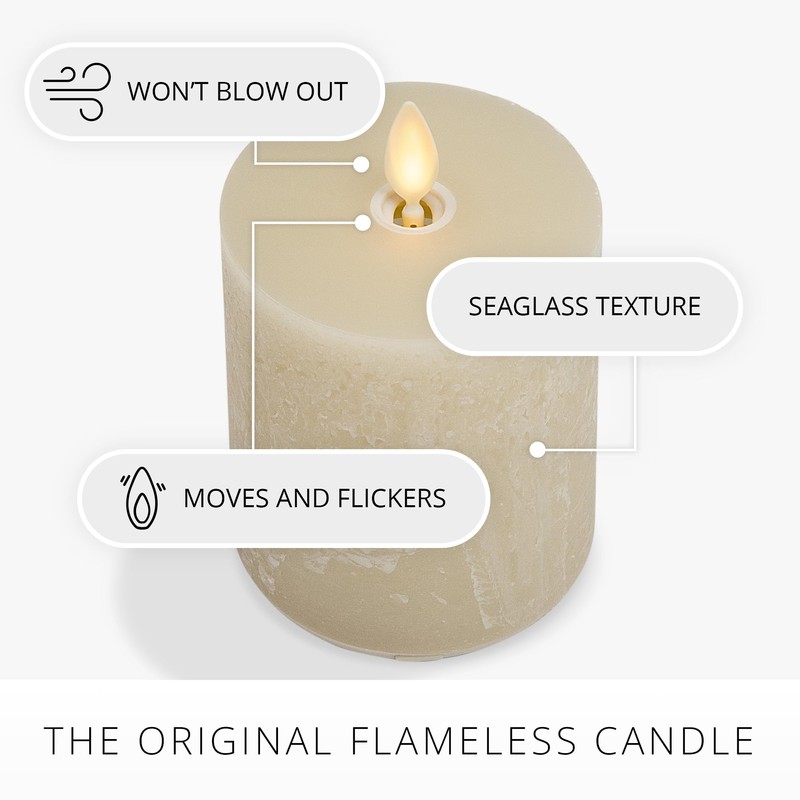 Luminara Seaglass Rechargeable Flameless LED Candle, Fog 3.8" x 5.3",