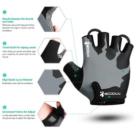 KONVINIT Cycling Gloves Fingerless Rubber Padded Women & Men Gym MTB Breathable Non-Slip Outdoor Sports Gloves by, grey, m