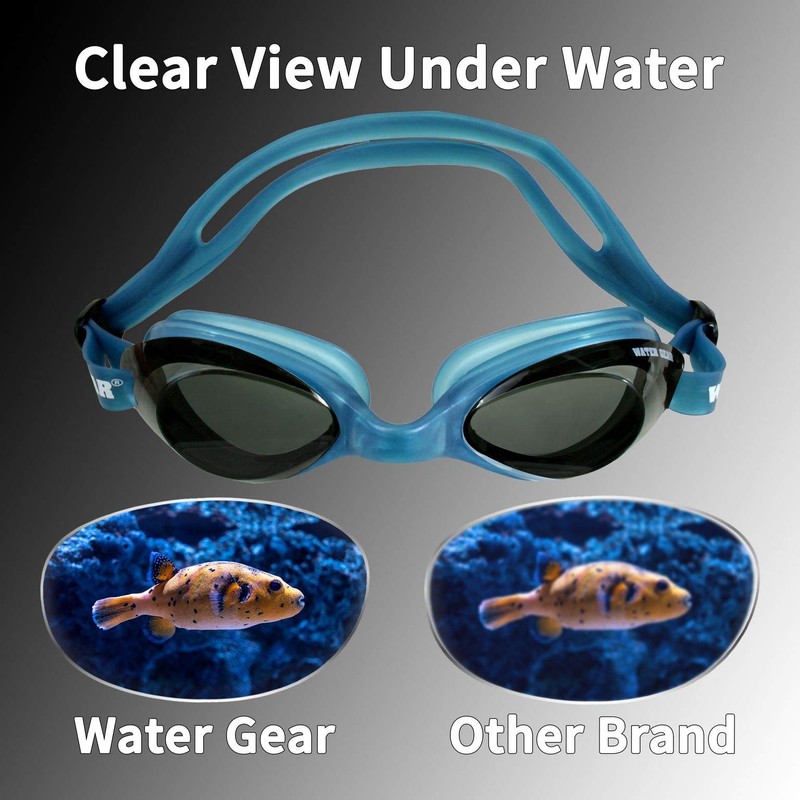 Water Gear Razor Swim Goggles Smoke/Blue