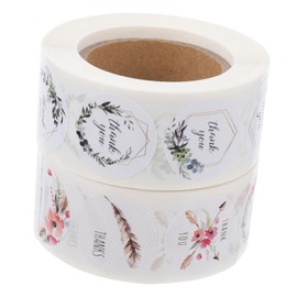 CAXUSD 2 Rolls Thank You Stickers Creative Flower Decals for Present Wrapping Delicate for Business Parties Special Occasions Stickers Per
