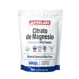 Superlabs Nutrition Citrato de Magnesio Premium en Polvo 500 gramos Sabor Natural