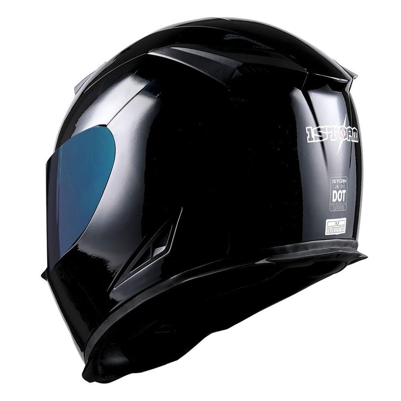 1STorm Motorcycle Full Face Helmet Skull King Glossy Black+ One