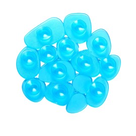 MSV Duschmatte Badematte Badewanneneinlage Anti Rutsch Pads Kieselstein - 4 Stück - antibakteriell rutschfest mit Saugnäpfen - Blau Transparent - ca. 13 x 11 cm