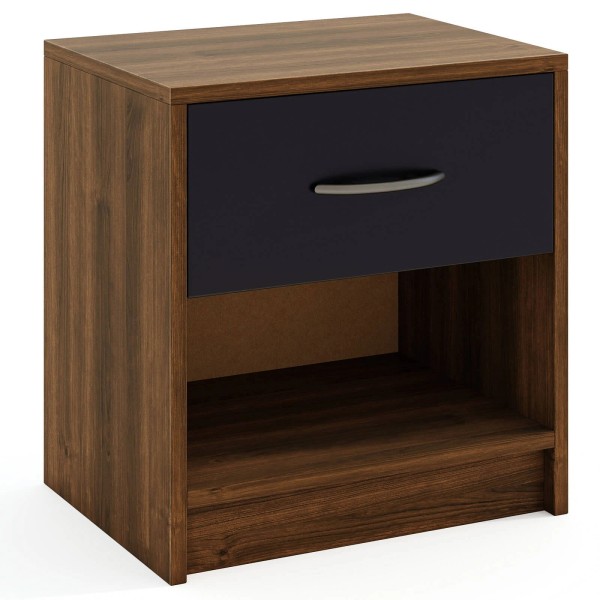 Costway Modern Nightstand Bedside Table with Drawer Open Storage Shelf