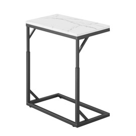 Joyofcife C-Shaped End Table, Small Sofa Table with Metal Frame, Adjustable Height Side Table for Couch, Living Room, Bedroom, Bedside (Black, Medium)