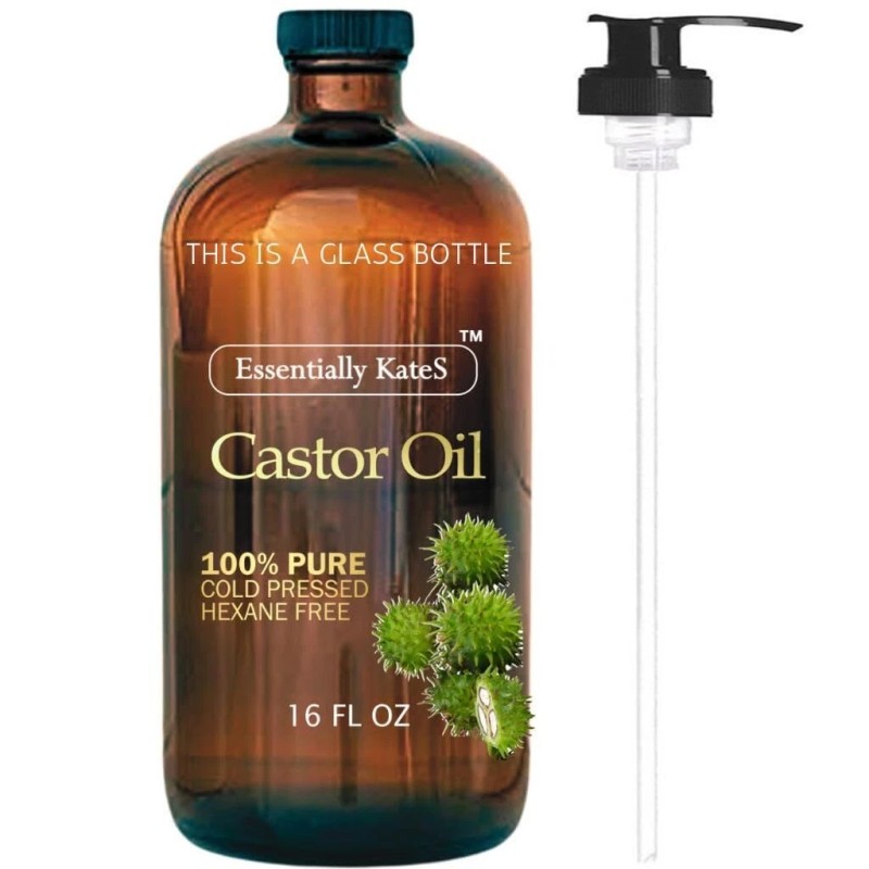 Castor Oil Organic Cold Pressed Unrefined Glass Bottle USDA Certified
