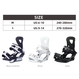 XCMAN Outdoors All-Mountain Snowboard Binding | Boot Size 9-12 (Black White, L)
