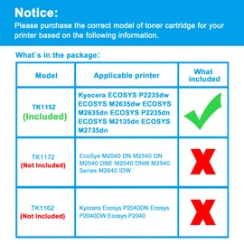 LCL Compatible Toner Cartridge Replacement for Kyocera TK1152 TK-1152 1T02RV0US0 ECOSYS P2235dw M2635dw M2635dn P2235dn M2135dn M2735dn(2-Pack Black)
