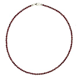 Garnet Jewellery (Necklace) Garnet Chain Garnet Beads Faceted Size Approx. 3 mm Clasp 925 Sterling Silver Model Number 358, Gemstone, Garnet