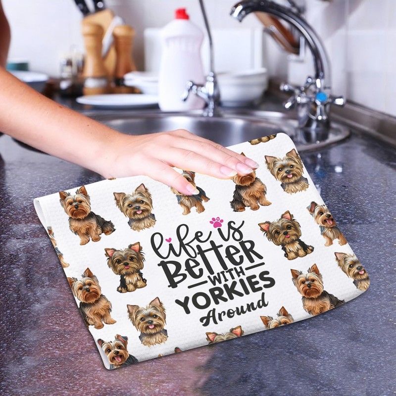 PXTIDY Küchentuch mit Yorkshire Terrier, Motiv: "Life Is Better With