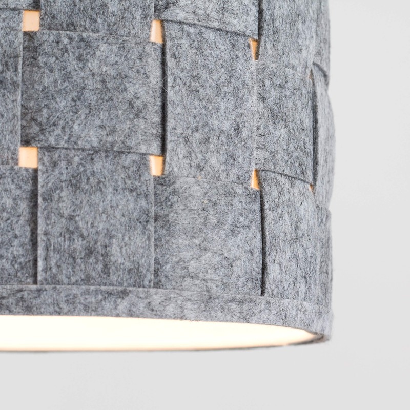 MiniSun | Small Modern Grey Felt Weave Design Drum Light