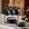 Leijosya 6 sets of 4OZ green coffee cup saucer sets,