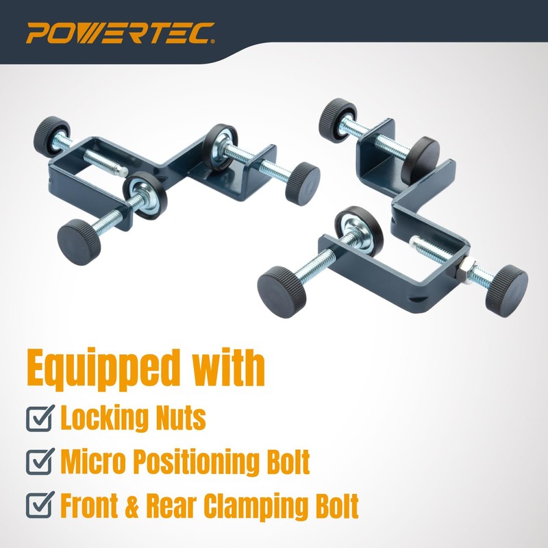 POWERTEC Drawer Front Installation Clamps, Adjustable Cabinet Face Clamp Set,
