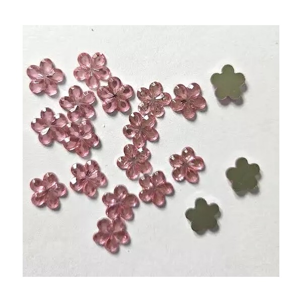 Unbranded CraftbuddyUS 100pcs 10mm PINK Flat Back Flower Acrylic Rhinestone